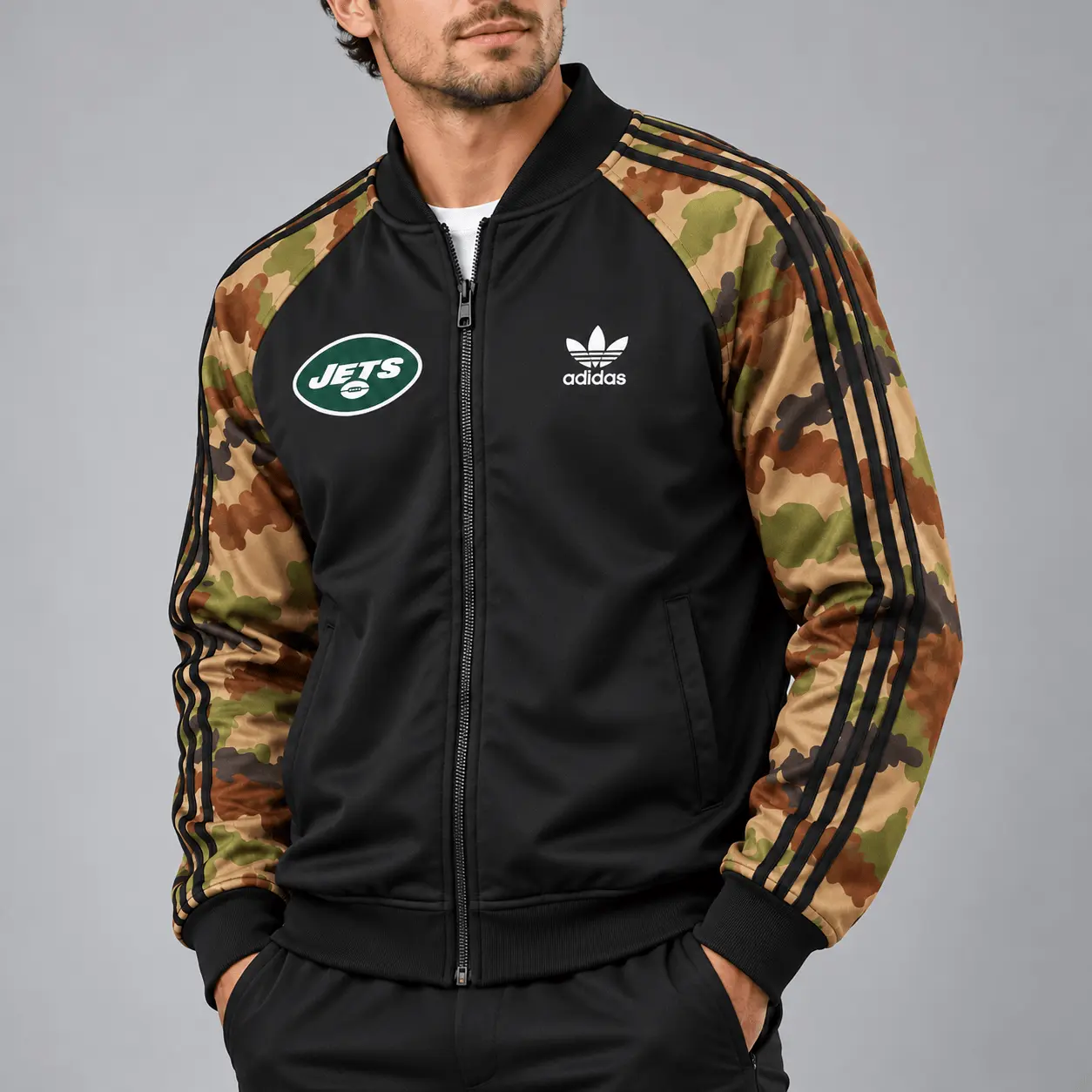 New York Jets | Premium NFL Army Camo Baseball Jacket TD - Image 2