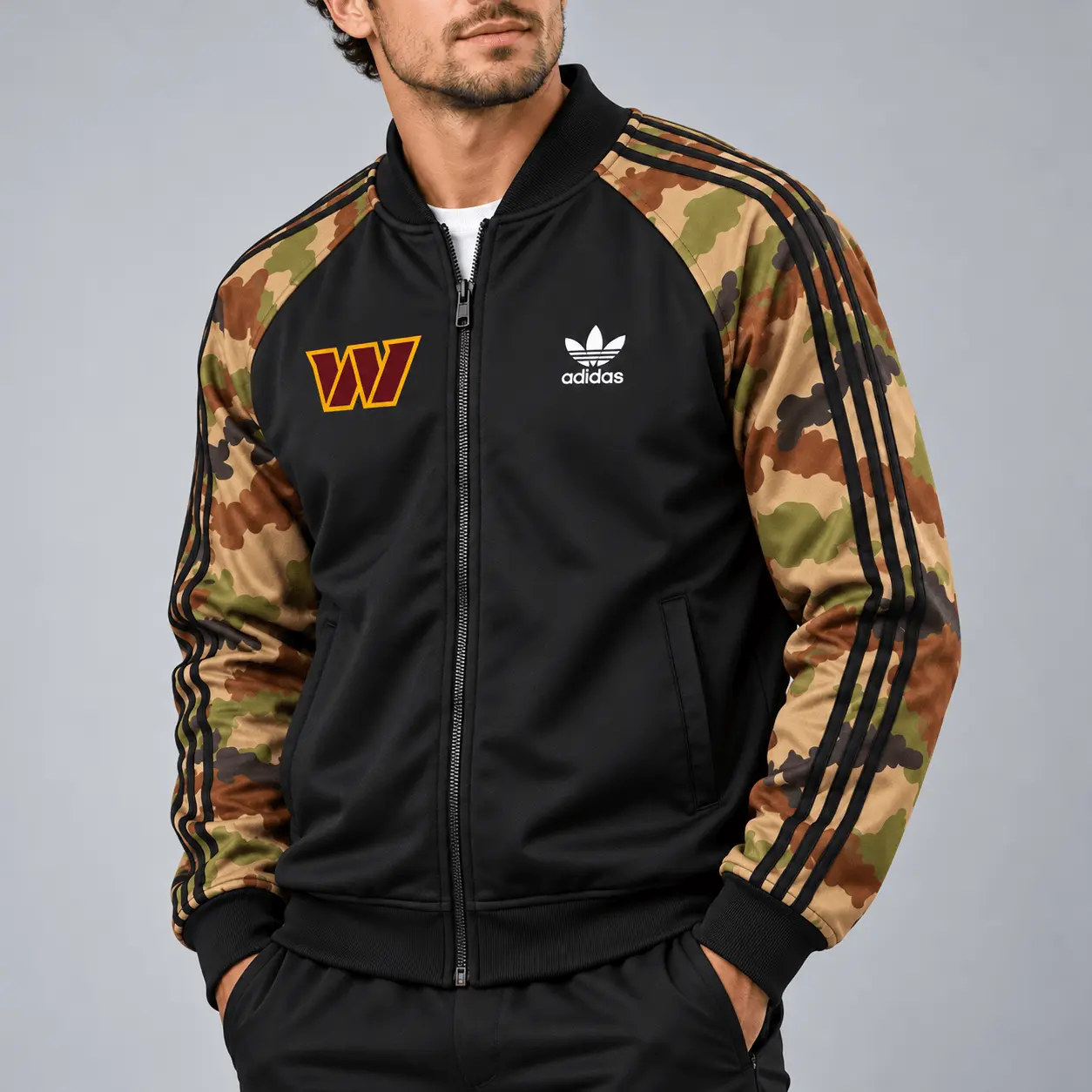 Washington Commanders | Premium NFL Army Camo Baseball Jacket TD - Image 2