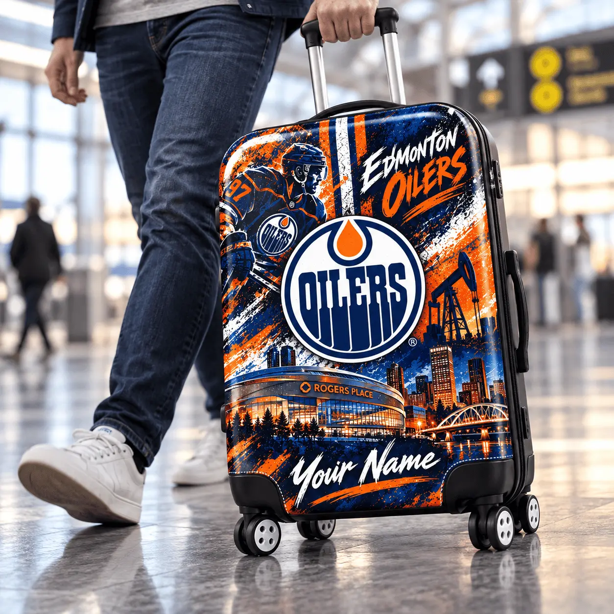 Edmonton Oilers | Premium NHL Personalized Arena Pride Luggage Cover NDN - Image 2