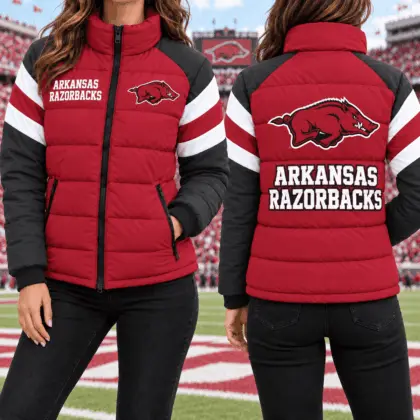 Arkansas Razorbacks | Premium NCAA Chevron Stripe Puffer Down Jacket TD
