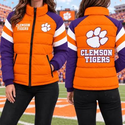 Clemson Tigers | Premium NCAA Chevron Stripe Puffer Down Jacket TD