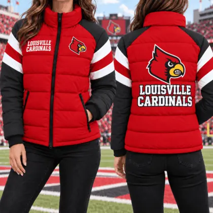 Louisville Cardinals | Premium NCAA Chevron Stripe Puffer Down Jacket TD