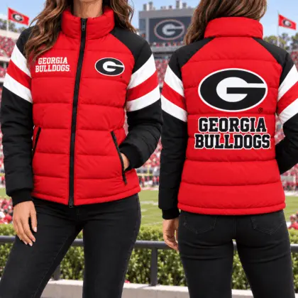 Georgia Bulldogs | Premium NCAA Chevron Stripe Puffer Down Jacket TD