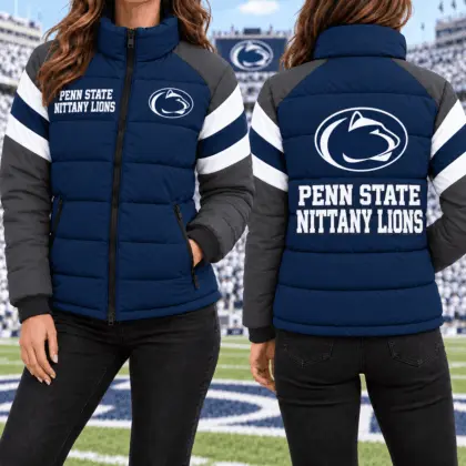 Penn State Nittany Lions | Premium NCAA Chevron Stripe Puffer Down Jacket TD