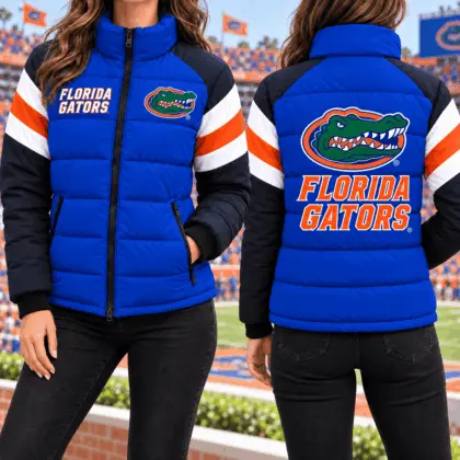 Florida Gators | Premium NCAA Chevron Stripe Puffer Down Jacket TD