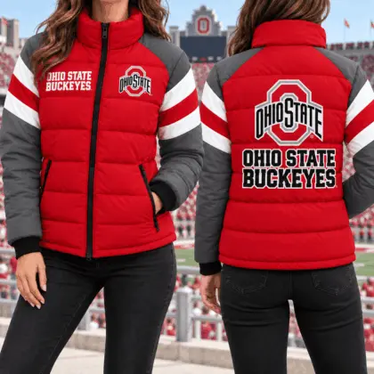 Ohio State Buckeyes | Premium NCAA Chevron Stripe Puffer Down Jacket TD