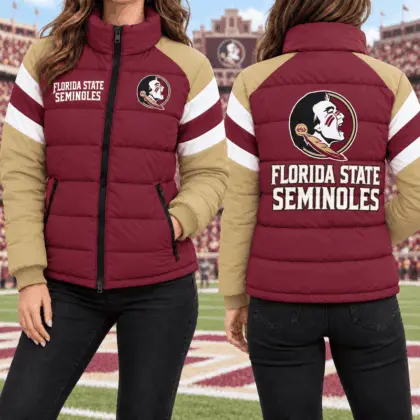 Florida State Seminoles | Premium NCAA Chevron Stripe Puffer Down Jacket TD
