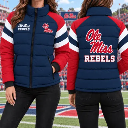 Ole Miss Rebels | Premium NCAA Chevron Stripe Puffer Down Jacket TD