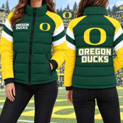 Oregon Ducks | Premium NCAA Chevron Stripe Puffer Down Jacket TD