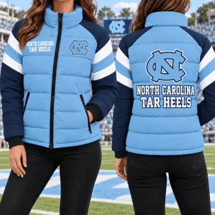 North Carolina Tar Heels | Premium NCAA Chevron Stripe Puffer Down Jacket TD