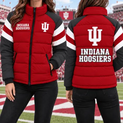 Indiana Hoosiers | Premium NCAA Chevron Stripe Puffer Down Jacket TD