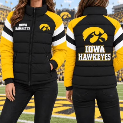 Iowa Hawkeyes | Premium NCAA Chevron Stripe Puffer Down Jacket TD
