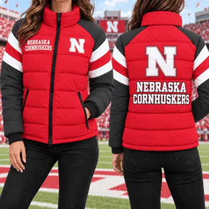 Nebraska Cornhuskers | Premium NCAA Chevron Stripe Puffer Down Jacket TD