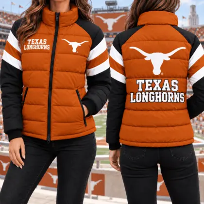 Texas Longhorns | Premium NCAA Chevron Stripe Puffer Down Jacket TD