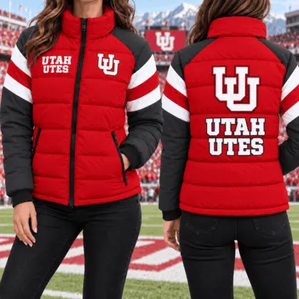 Utah Utes | Premium NCAA Chevron Stripe Puffer Down Jacket TD