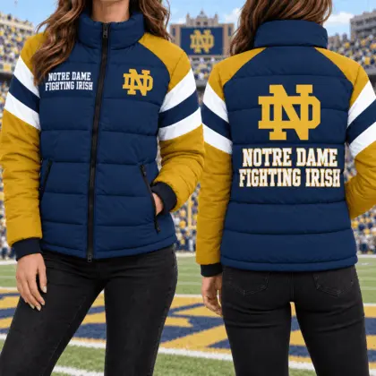 Notre Dame Fighting Irish | Premium NCAA Chevron Stripe Puffer Down Jacket TD