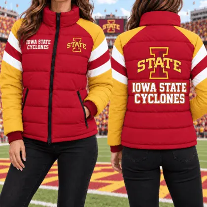 Iowa State Cyclones | Premium NCAA Chevron Stripe Puffer Down Jacket TD