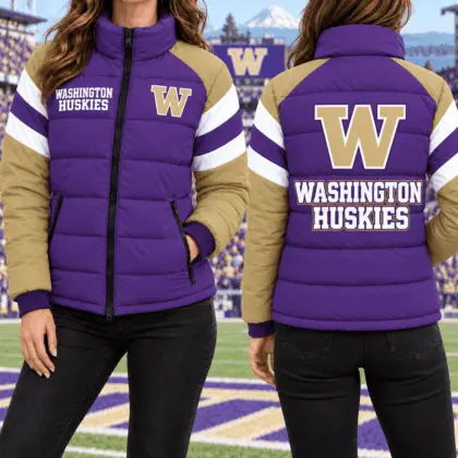 Washington Huskies | Premium NCAA Chevron Stripe Puffer Down Jacket TD