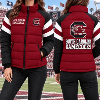South Carolina Gamecocks | Premium NCAA Chevron Stripe Puffer Down Jacket TD
