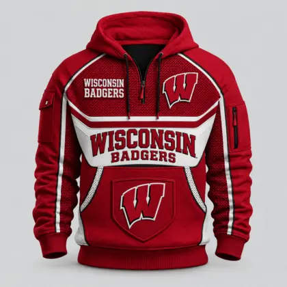Wisconsin Badgers | Premium NCAA Team Spirit Hoodie Half Zipper TD