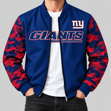 New York Giants | NFL Camo Sleeve Baseball Jacket