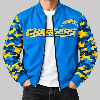 Los Angeles Chargers | NFL Camo Sleeve Baseball Jacket