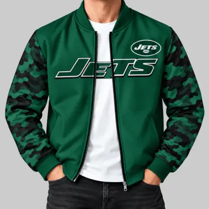 New York Jets | NFL Camo Sleeve Baseball Jacket