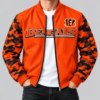 Cincinnati Bengals | NFL Camo Sleeve Baseball Jacket