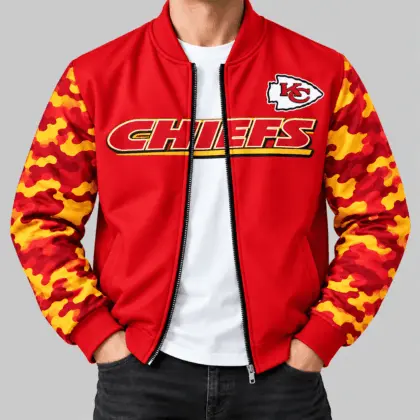 Kansas City Chiefs | NFL Camo Sleeve Baseball Jacket