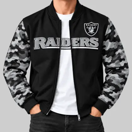 Las Vegas Raiders | NFL Camo Sleeve Baseball Jacket