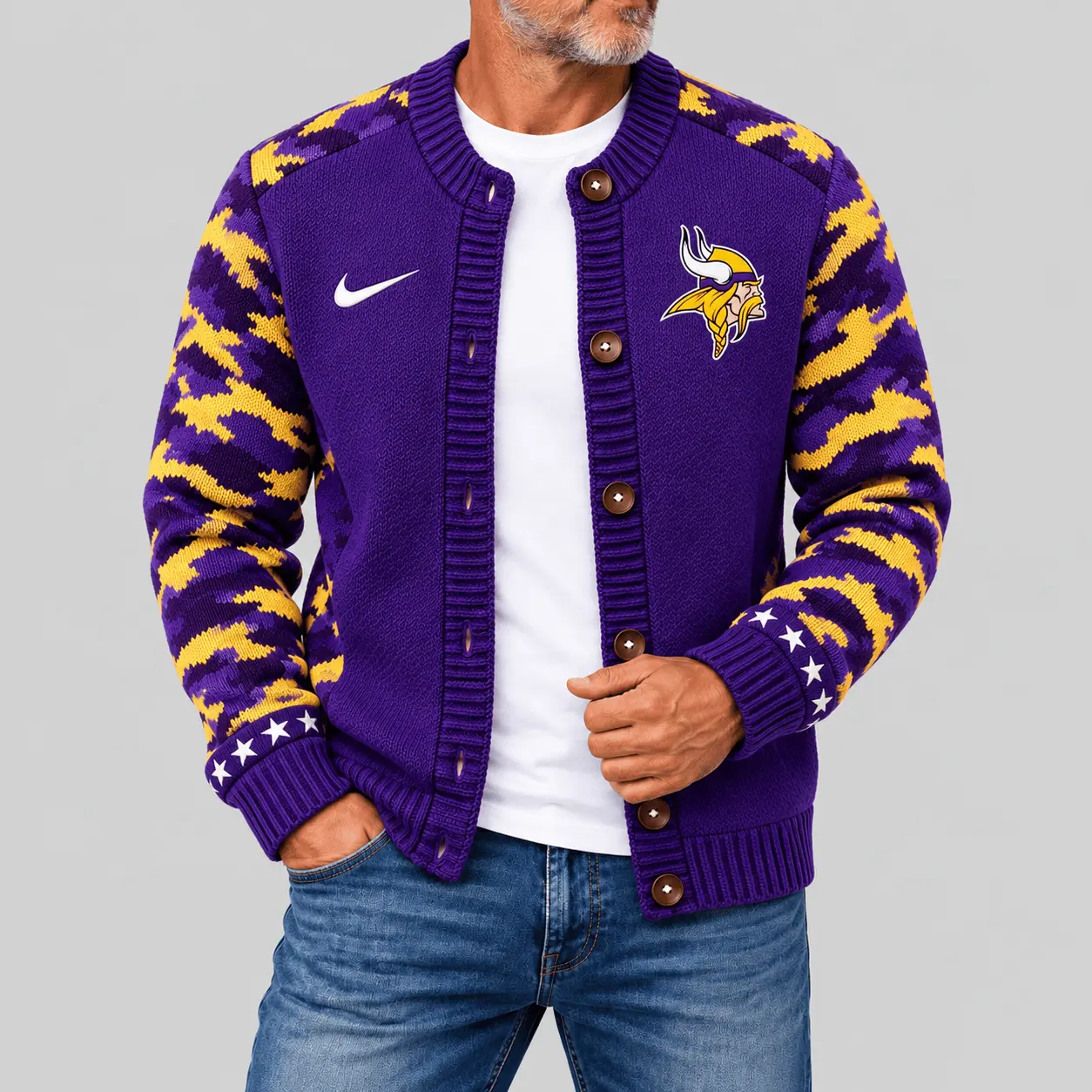 Minnesota Vikings | NFL Camo Sleeve Knit Cardigan