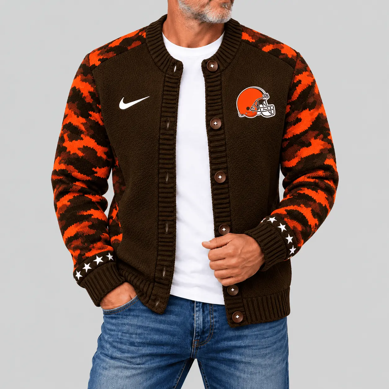 Cleveland Browns | NFL Camo Sleeve Knit Cardigan