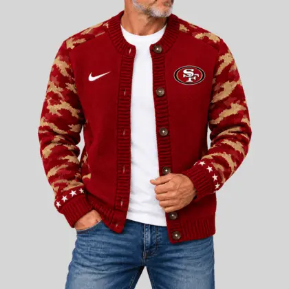 San Francisco 49ers | NFL Camo Sleeve Knit Cardigan