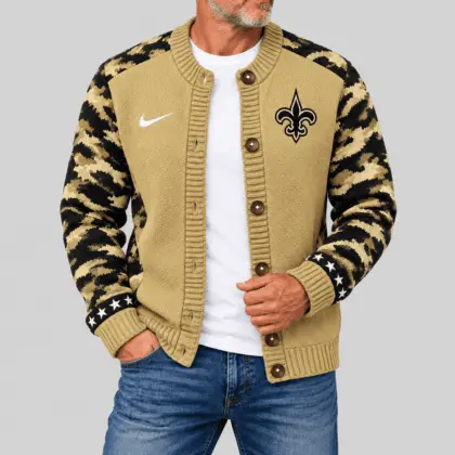 New Orleans Saints | NFL Camo Sleeve Knit Cardigan