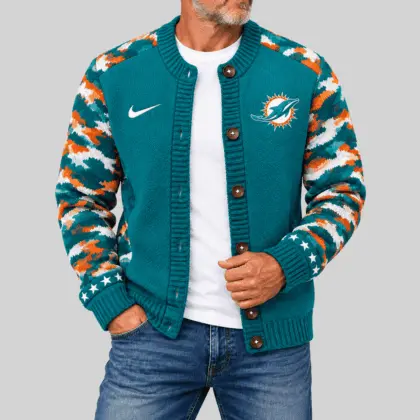 Miami Dolphins | NFL Camo Sleeve Knit Cardigan