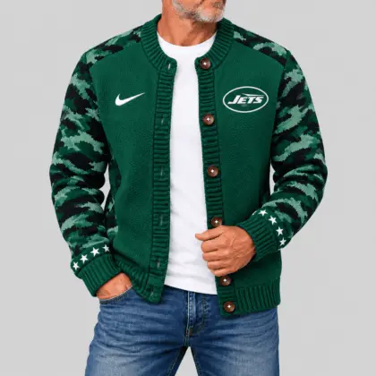 New York Jets | NFL Camo Sleeve Knit Cardigan