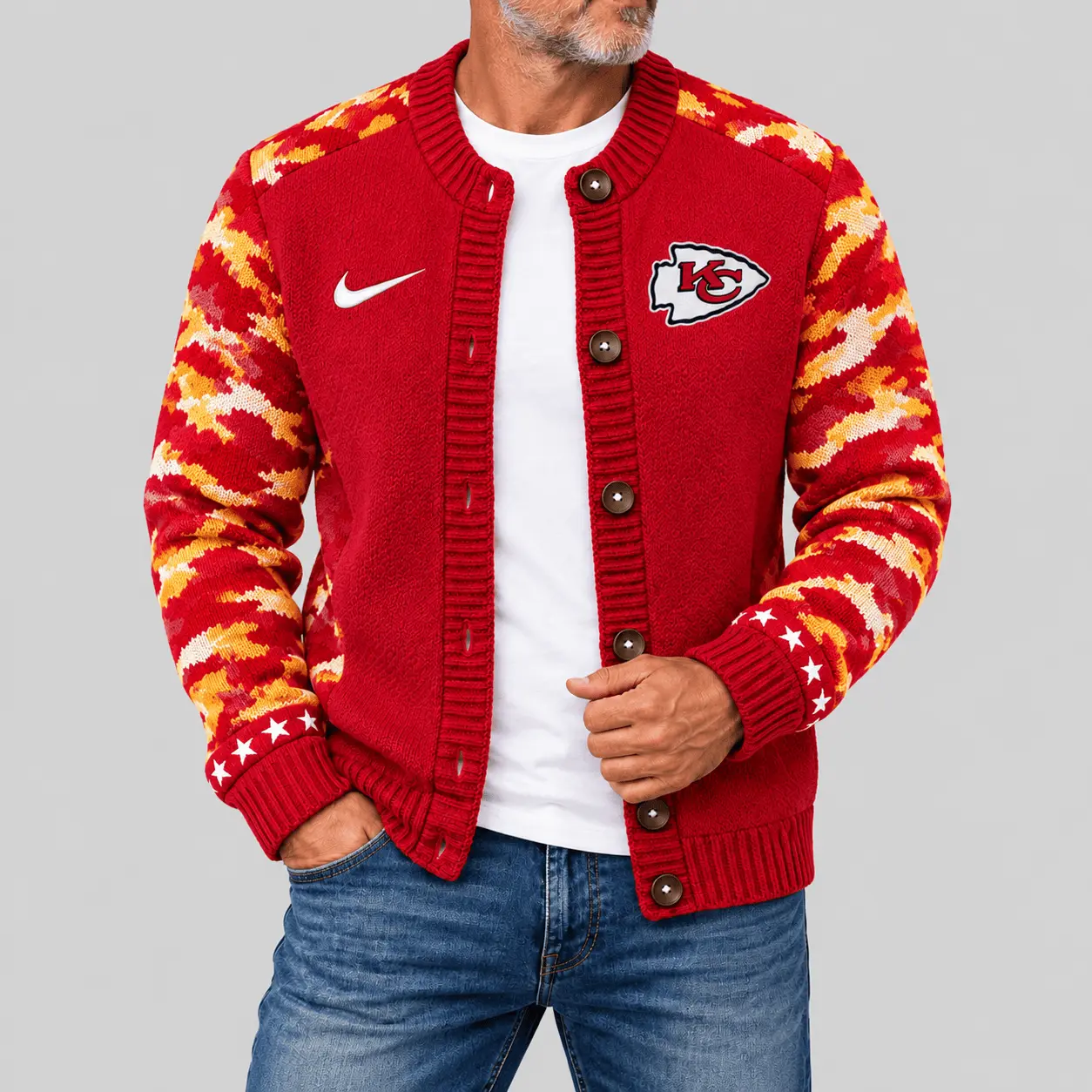 Kansas City Chiefs | NFL Camo Sleeve Knit Cardigan