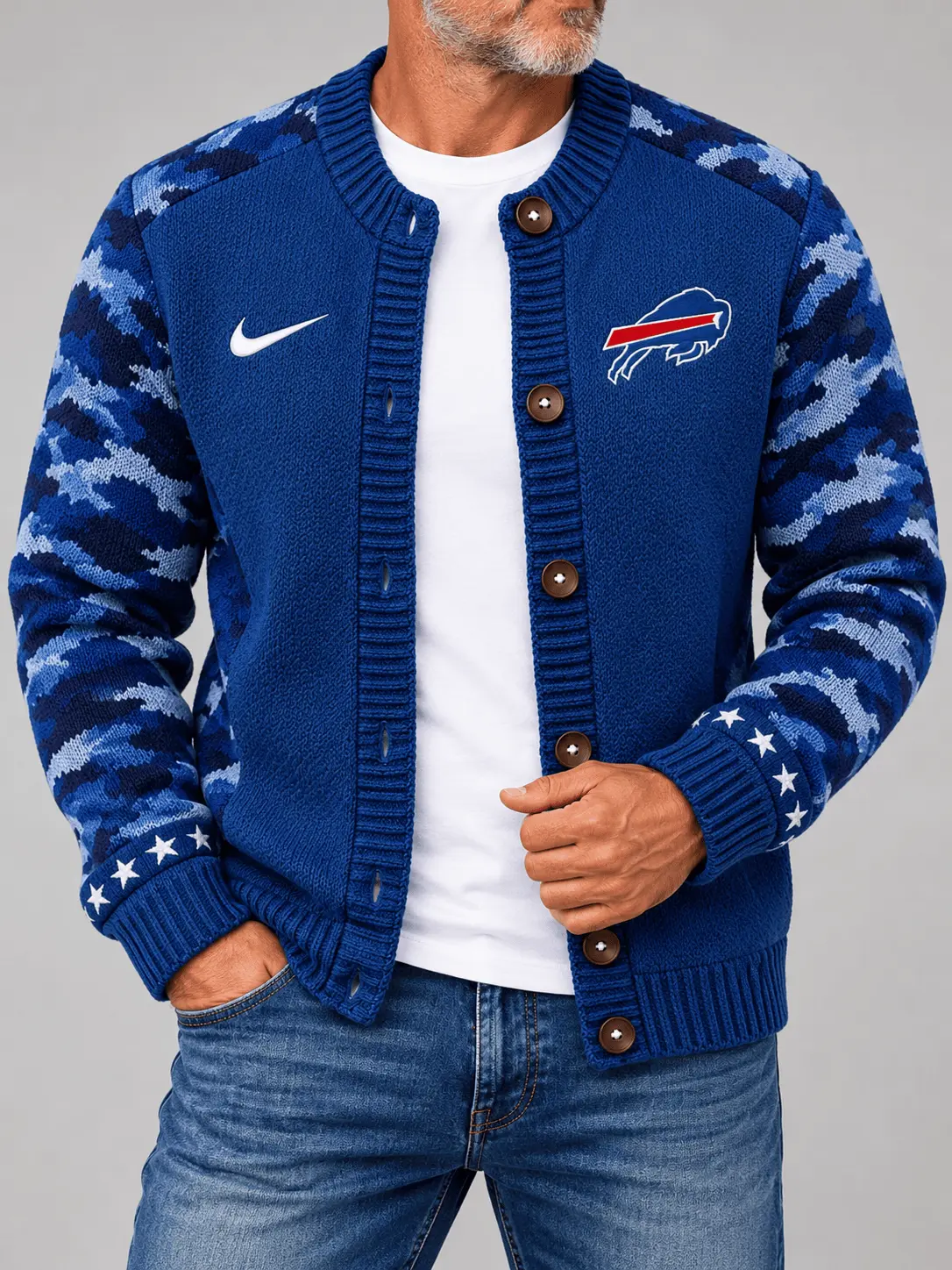 Buffalo Bills | NFL Camo Sleeve Knit Cardigan