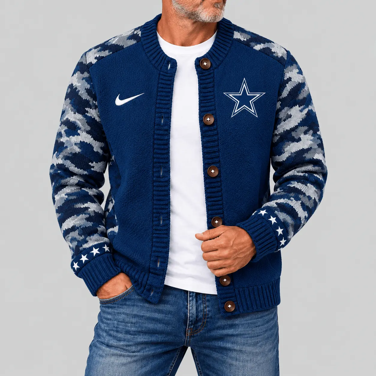 Dallas Cowboys | NFL Camo Sleeve Knit Cardigan