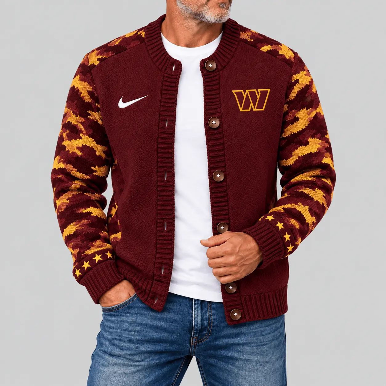 Washington Commanders | NFL Camo Sleeve Knit Cardigan