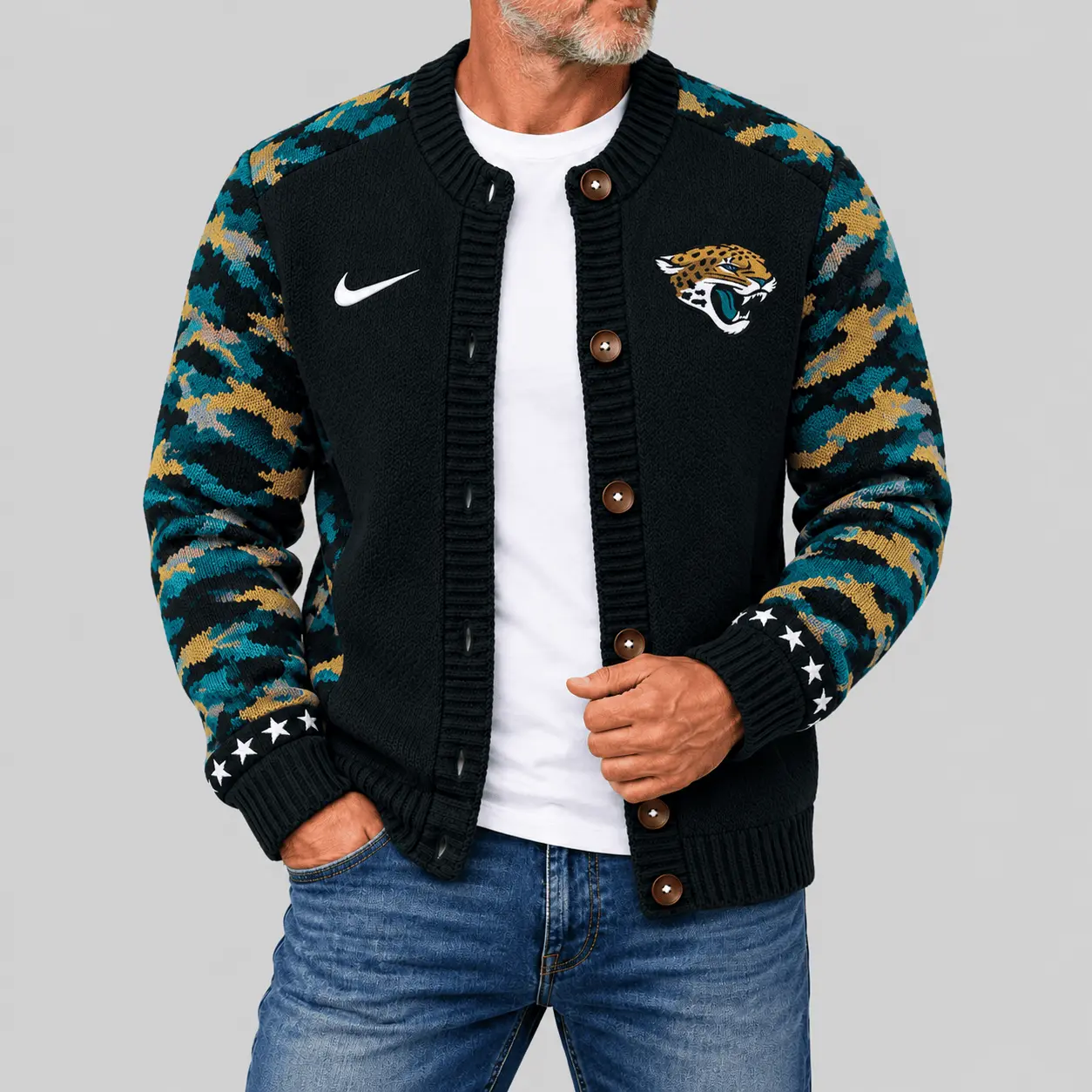 Jacksonville Jaguars | NFL Camo Sleeve Knit Cardigan