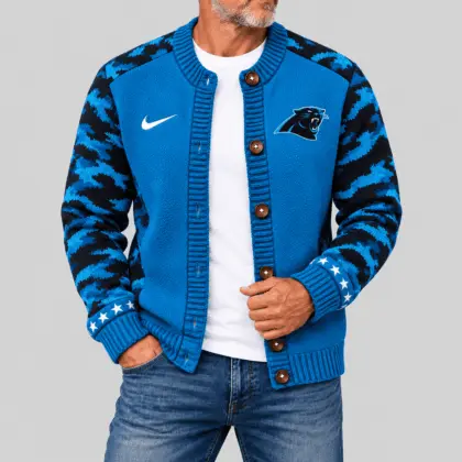 Carolina Panthers | NFL Camo Sleeve Knit Cardigan