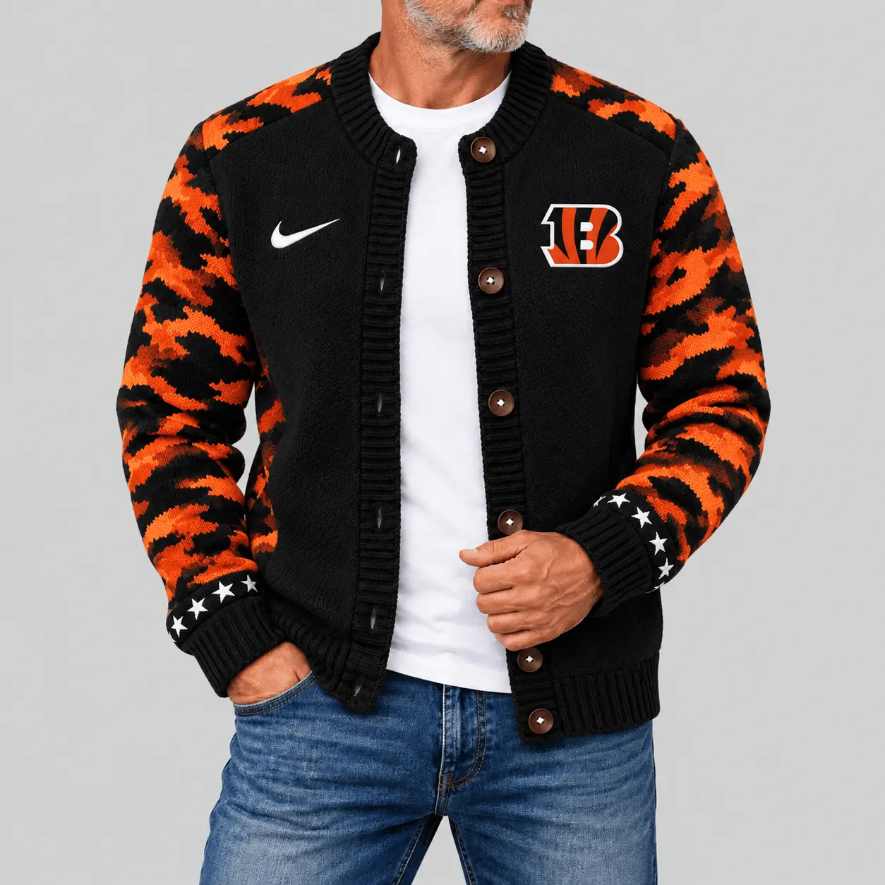 Cincinnati Bengals | NFL Camo Sleeve Knit Cardigan