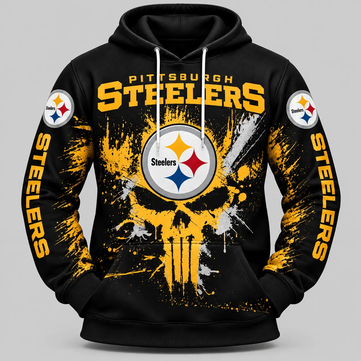 Pittsburgh Steelers | NFL Skull Splatter Hoodie