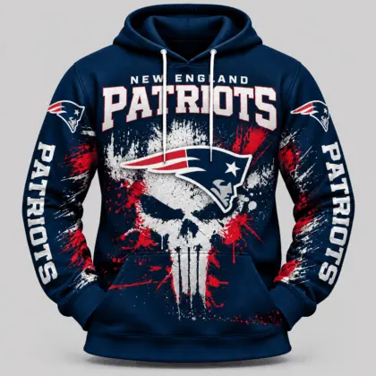 New England Patriots | NFL Skull Splatter Hoodie