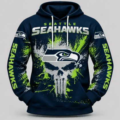 Seattle Seahawks | NFL Skull Splatter Hoodie
