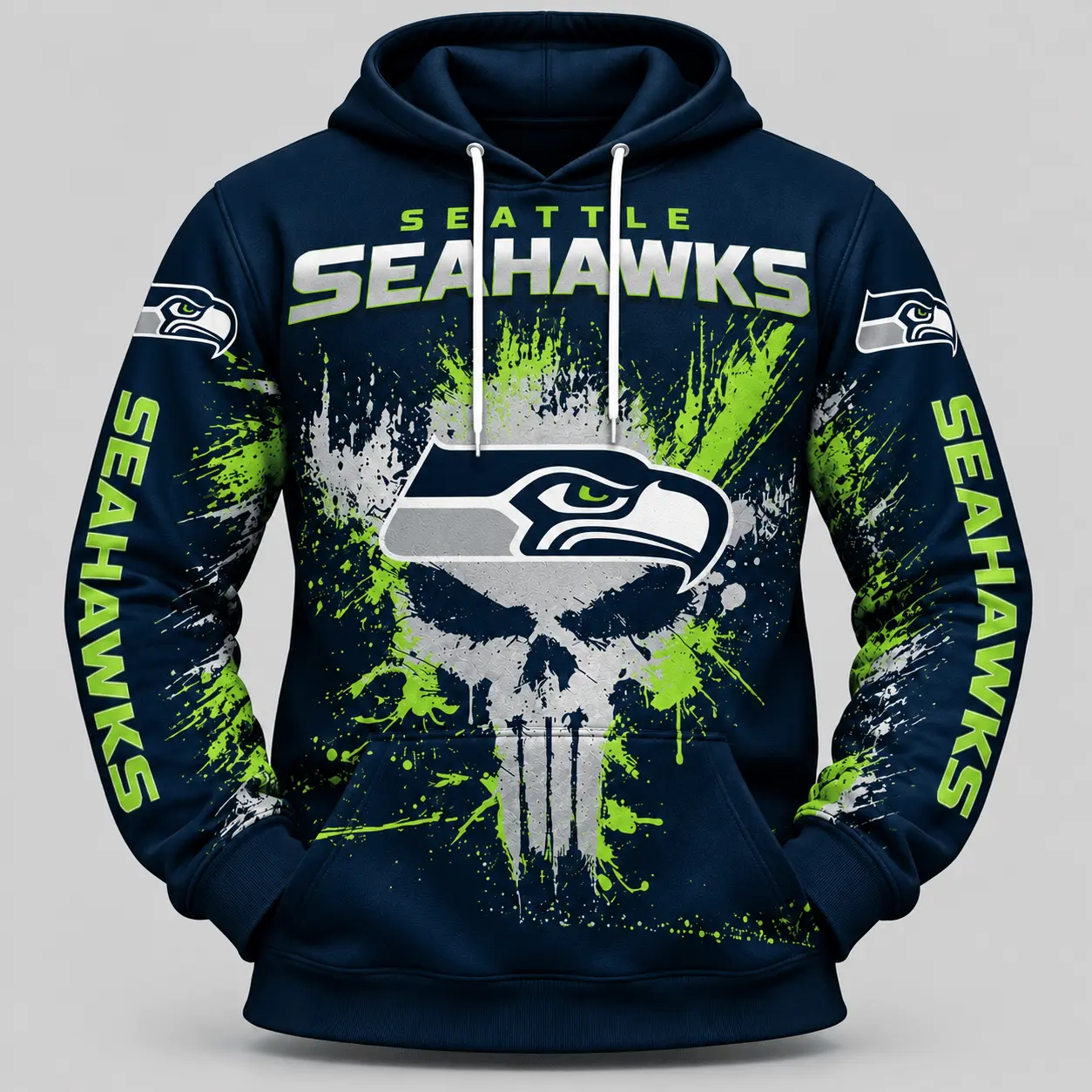 Seattle Seahawks | NFL Skull Splatter Hoodie