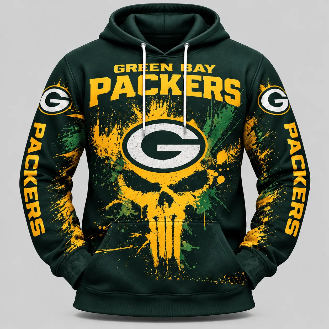 Green Bay Packers | NFL Skull Splatter Hoodie