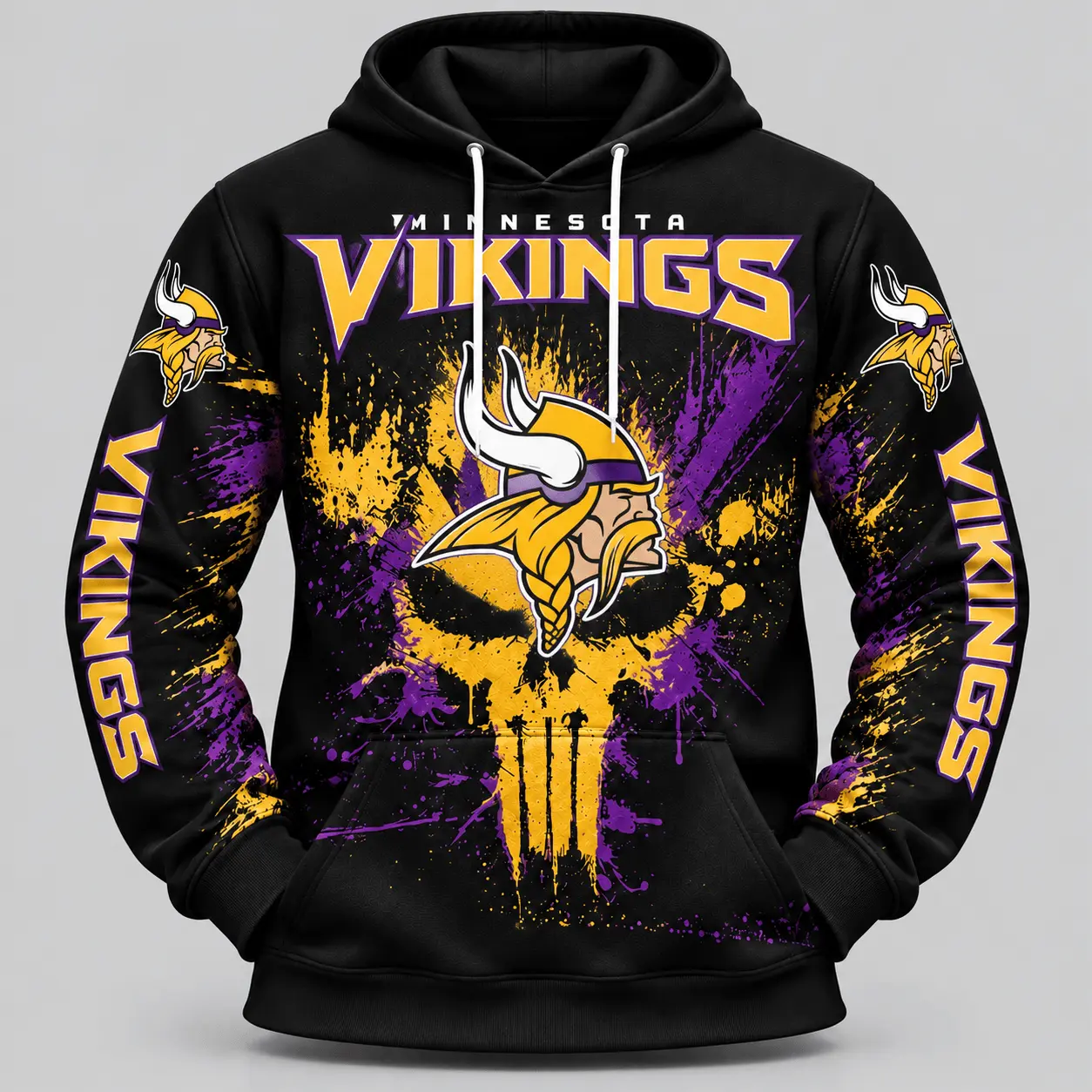 Minnesota Vikings | NFL Skull Splatter Hoodie