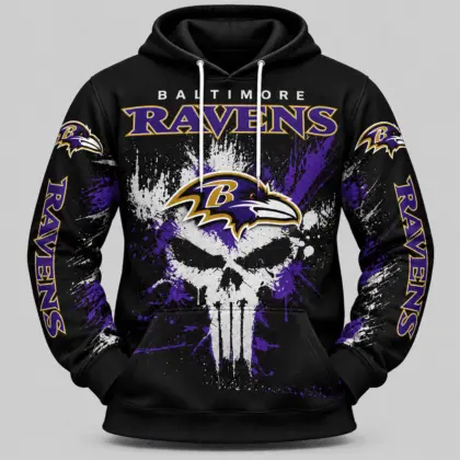 Baltimore Ravens | NFL Skull Splatter Hoodie